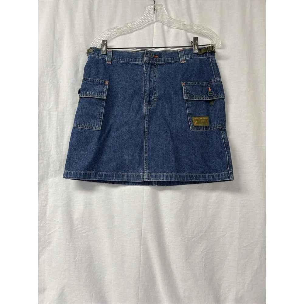 American Eagle - Mini Cargo Skirt Women’s Size 8 Blue Denim 100% Cotton